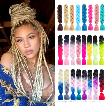 Wholesale Premium Hot Water Hair Pieces For Braiding Red Yellow Green Three Color Ombre Africa Jumbo Braiding Hair